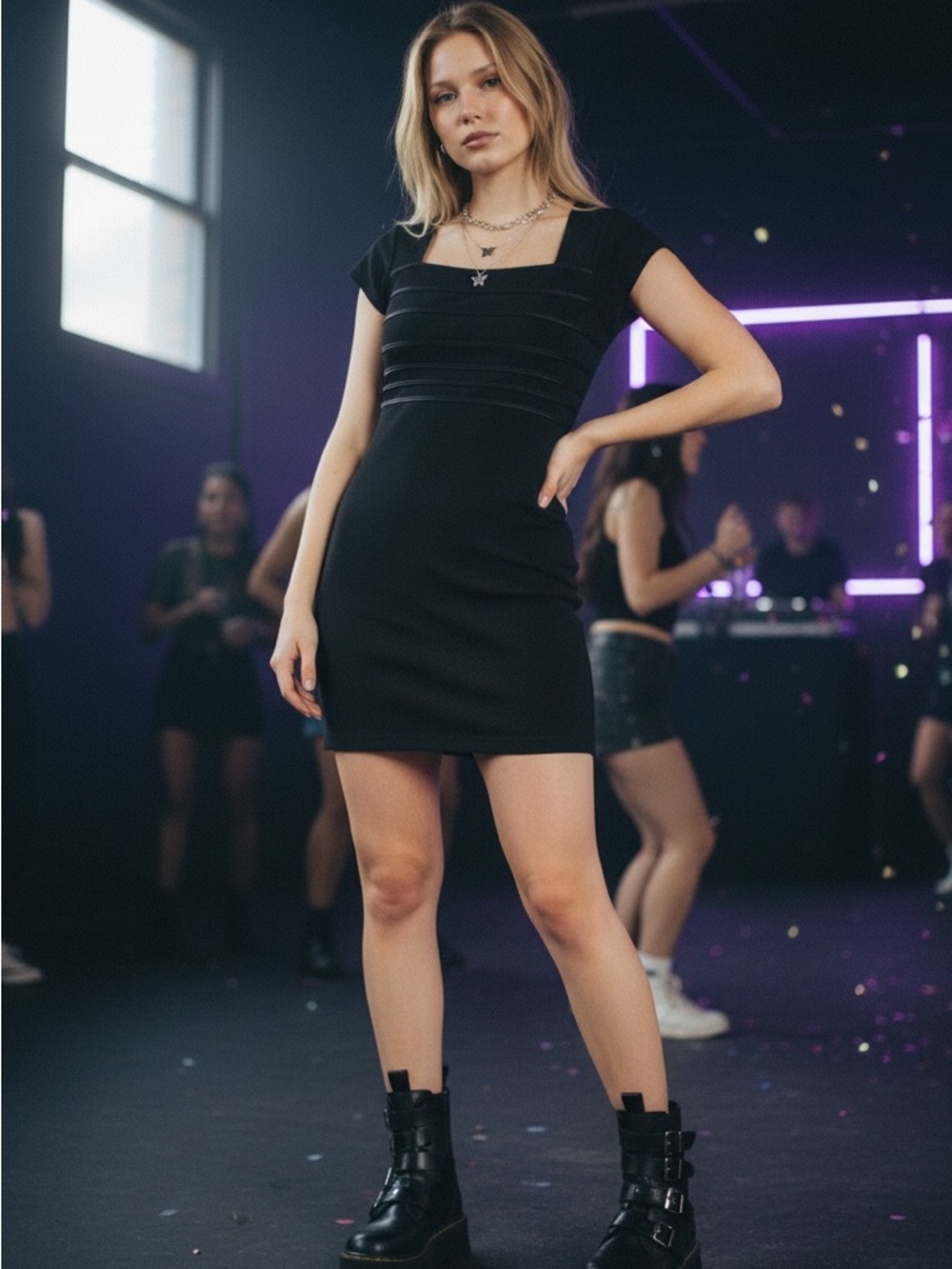 Vintage Y2k Just Yoon Black Bodycon Mini-dress Women's Size 9-